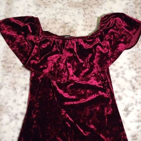 Forever 21 Maroon Velvet-like Mimi Dress - Picture 3 of 4